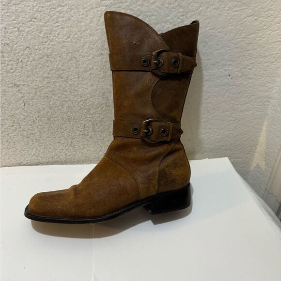 DONALD J PLINER WOMEN BOOTS BROWN SUEDE RIDING MOTORCYCLE EQUESTRIAN SIZE US 7M - Picture 2 of 16
